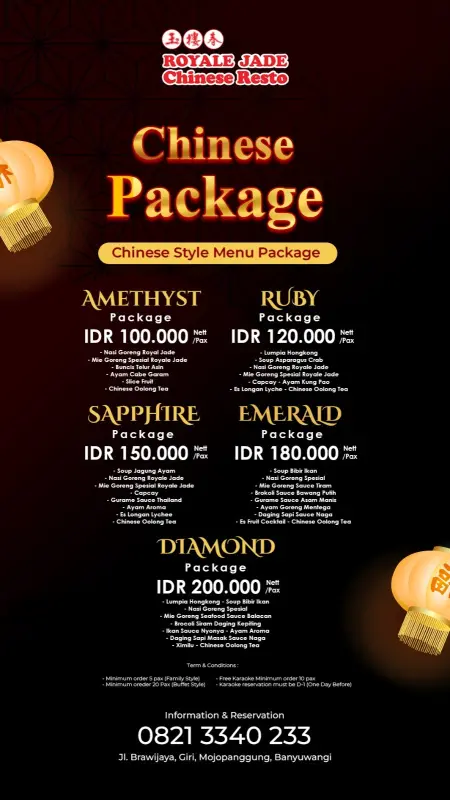 Pamflet promo Royale Jade Chinese Restaurant Banyuwangi