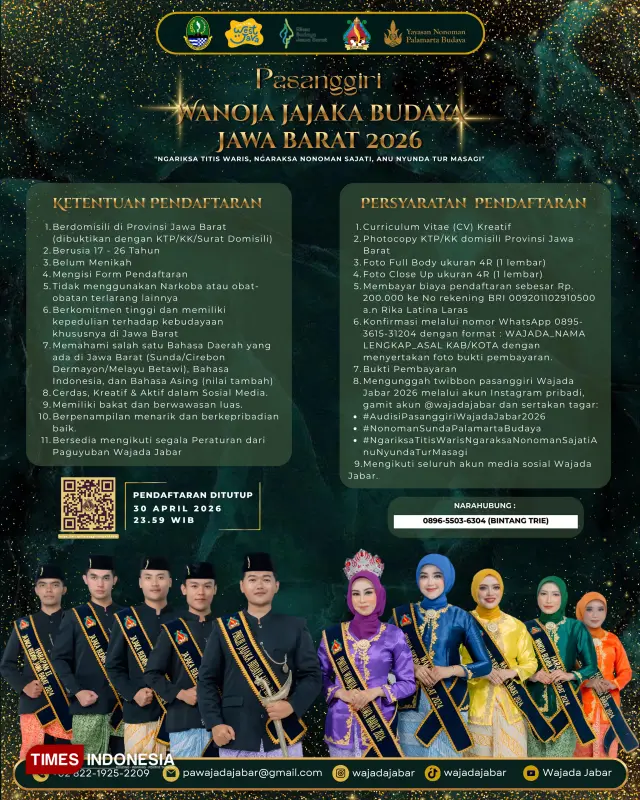 Pendaftaran Pasanggiri Wanoja Jajaka Budaya Jawa Barat 2026 Dibuka, Cek di Sini