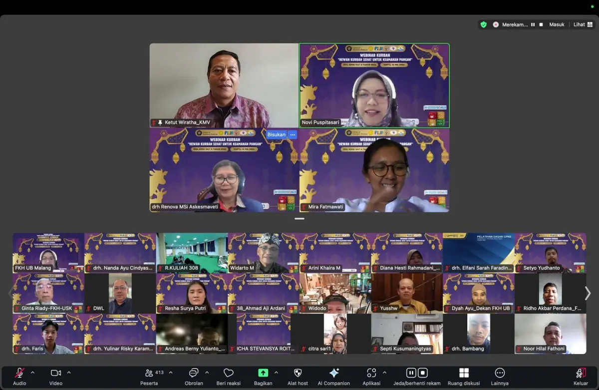 Webinar Kurban FKH UB, Pastikan Hewan Kurban Sehat untuk Keamanan Pangan