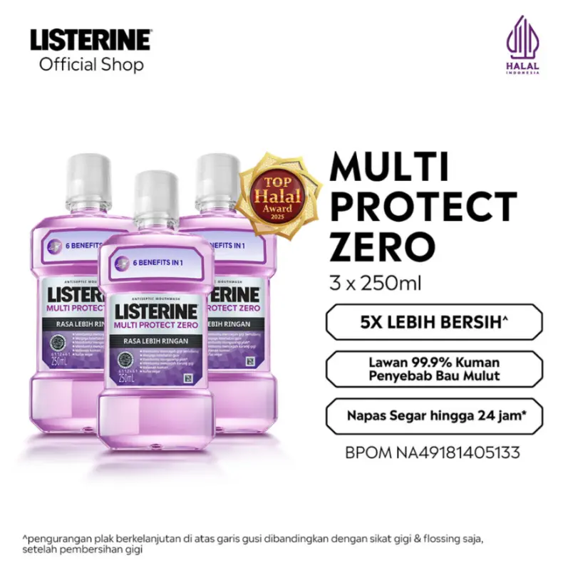Rekomendasi mouthwash Listerine Multi Protect Zero