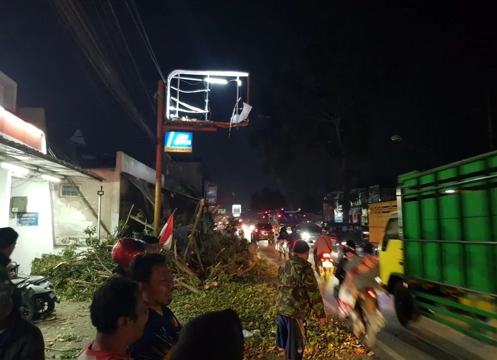 Kondisi sekitar pohon tumbang. (Foto: Achmad Fikyansyah/TIMES Indonesia)