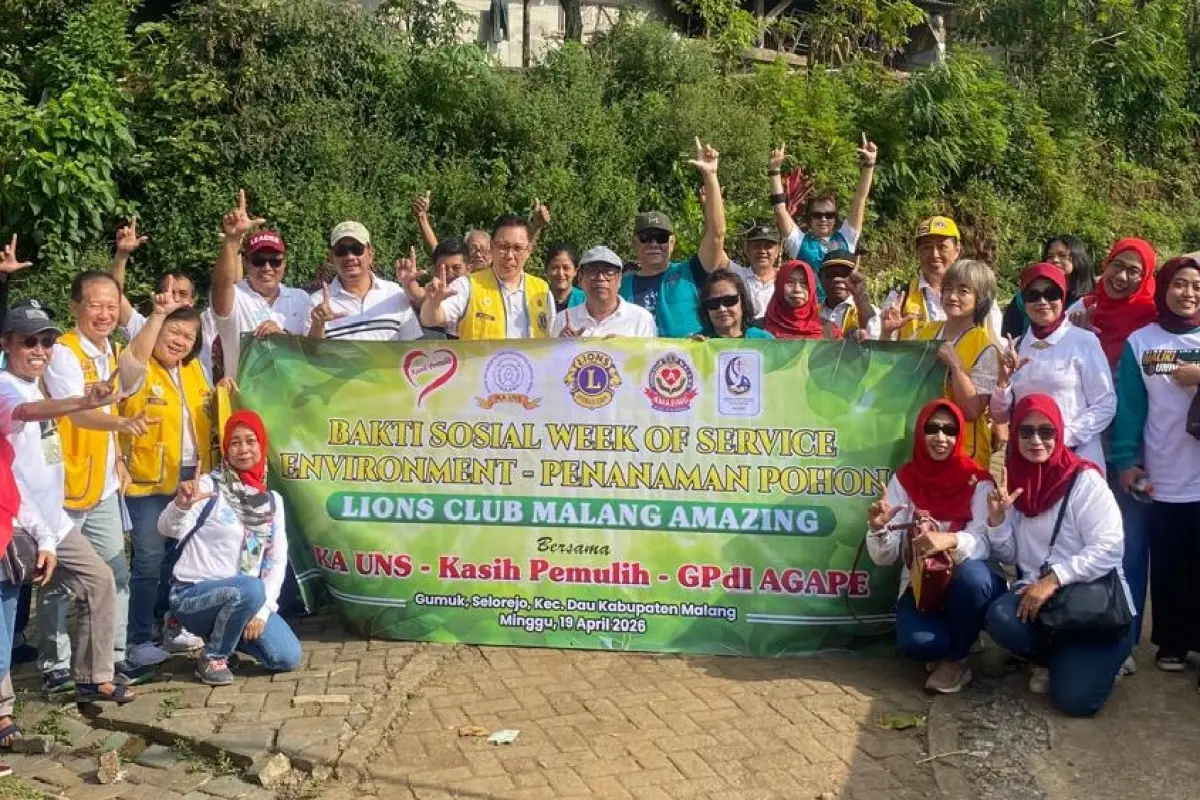 Lions Club Malang Amazing Gandeng IKA UNS dan Kasih Pemulih Gelar Baksos Kesehatan dan Tanam Pohon