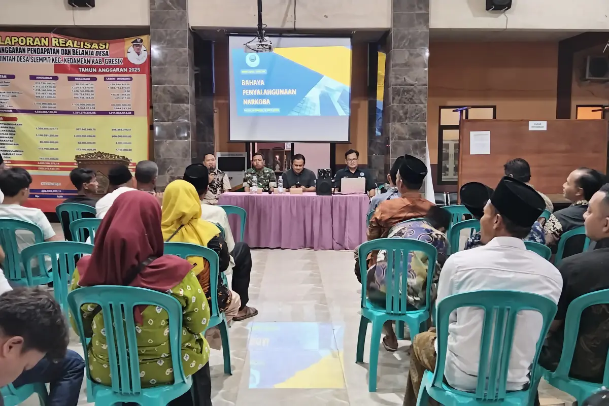 TMMD 128 Gresik Perkuat Ketahanan Sosial Slempit, Warga Dibekali Edukasi Bahaya Narkoba