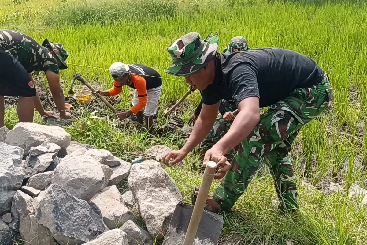 TMMD 128 Gresik Perkuat Infrastruktur Pertanian, Tanggul JUT Slempit Dibangun