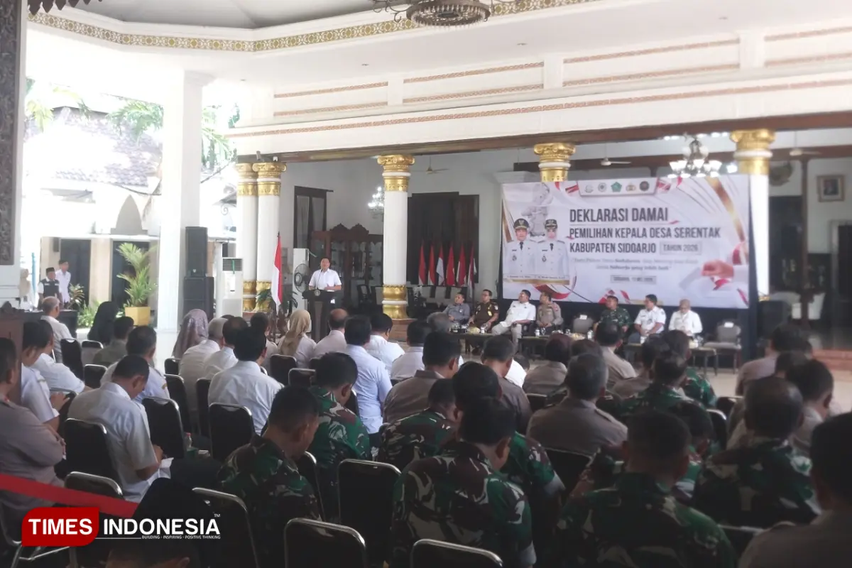 Ratusan Cakades dan Tim Pemenangan Deklarasi Damai Pilkades Serentak Sidoarjo 2026