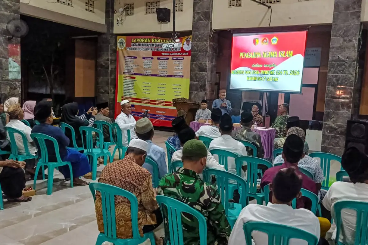 Sholawat di Balai Desa Slempit, TMMD 128 Gresik Bangun Desa dan Jiwa