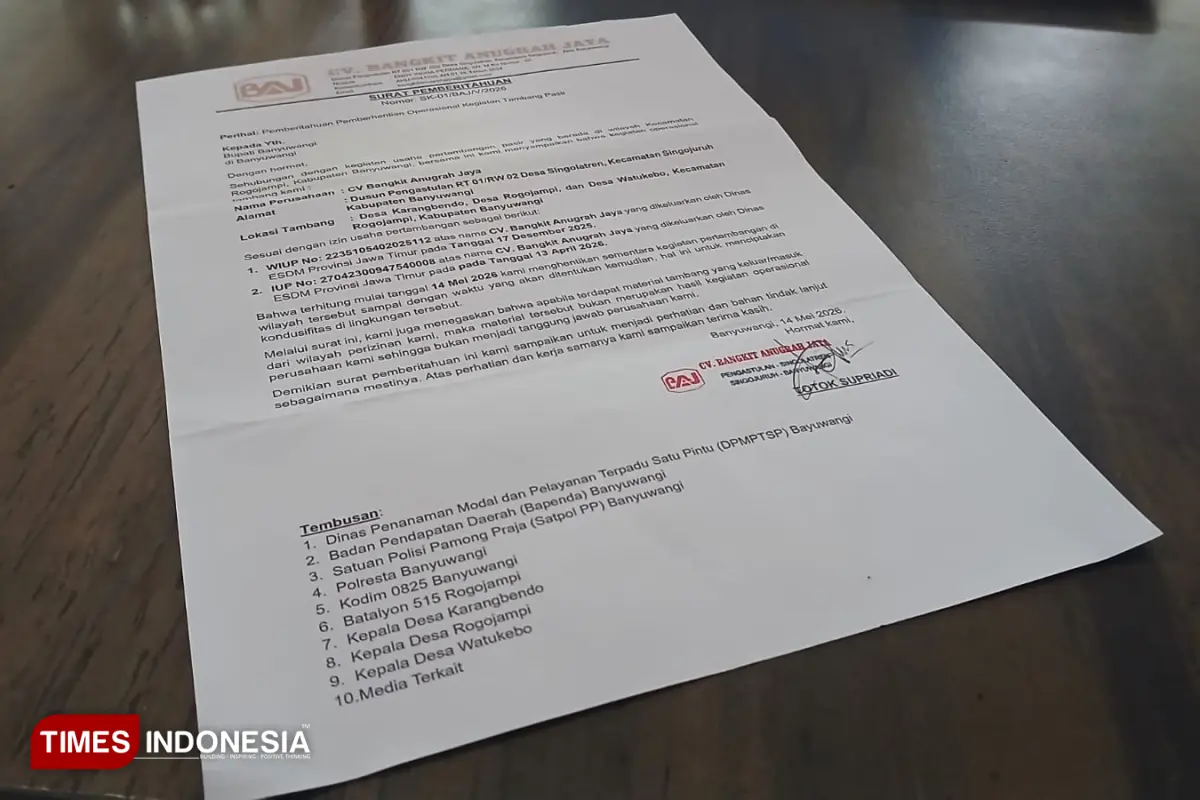 Pemegang Izin Resmi Tambang Galian C di Banyuwangi Memilih Tutup, Kecewa Tambang Ilegal Bisa Bebas Beroperasi