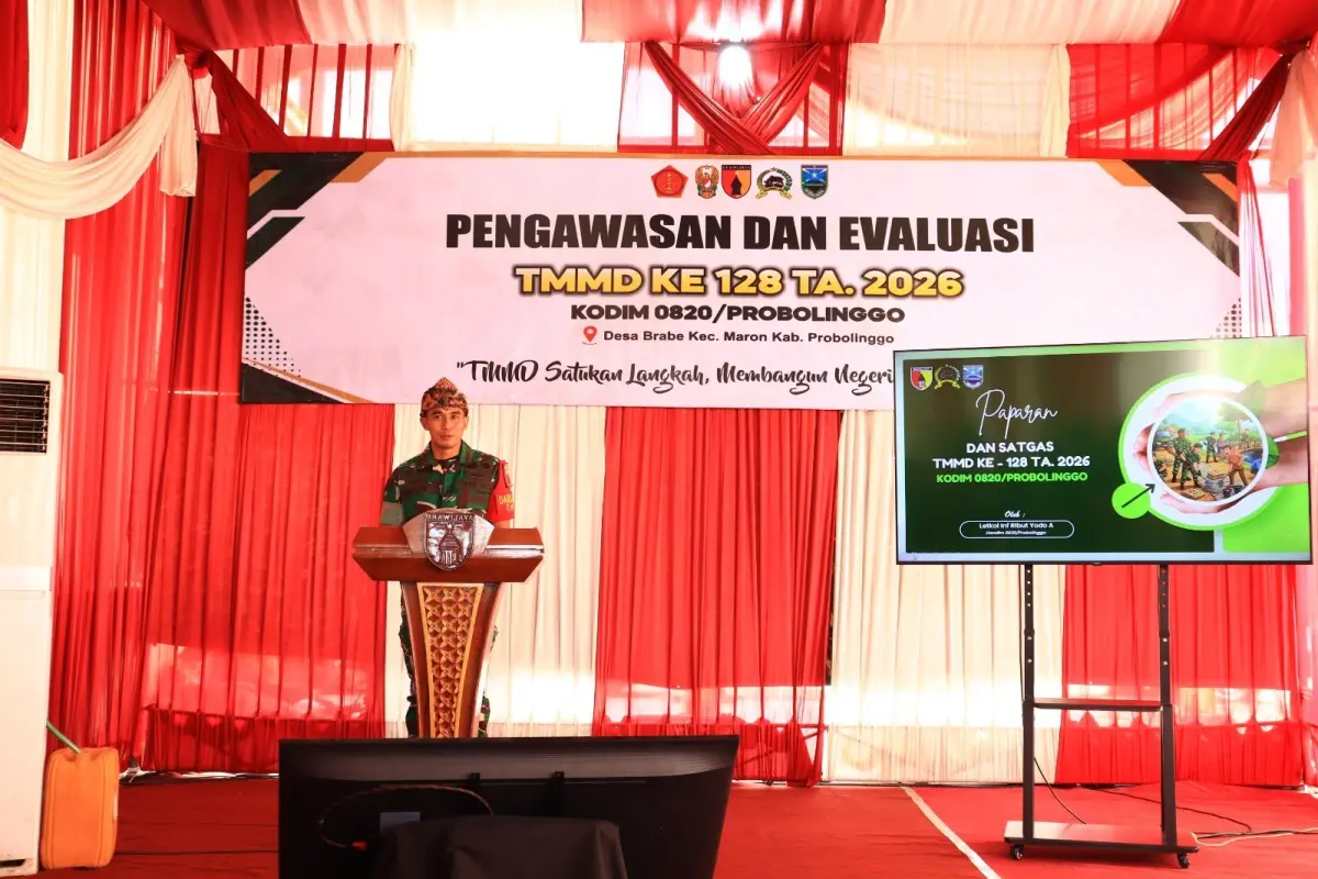 TMMD Ke-128 Probolinggo Dipantau Langsung Sterad, Dandim Paparkan Capaian Program di Desa Brabe