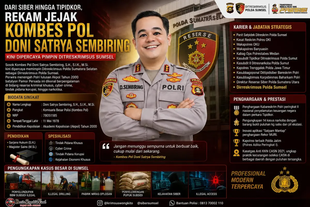 Karir Cemerlang Bawa Kombes Pol Doni Satrya Sembiring Pimpin Ditreskrimsus Polda Sumsel