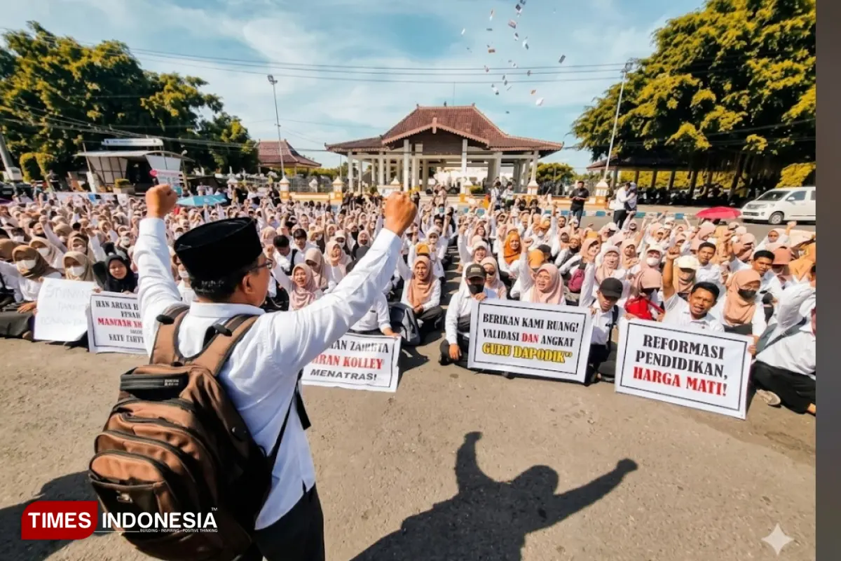 Minta Dimasukkan Dapodik, Ratusan Guru Honorer Demo ke DPRD dan Pemkab Ponorogo