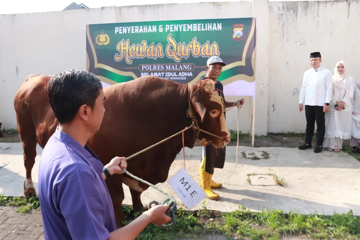 Kurban 22 Sapi dan 73 Kambing, Polres Malang Bagikan Daging pada Warga hingga Ponpes