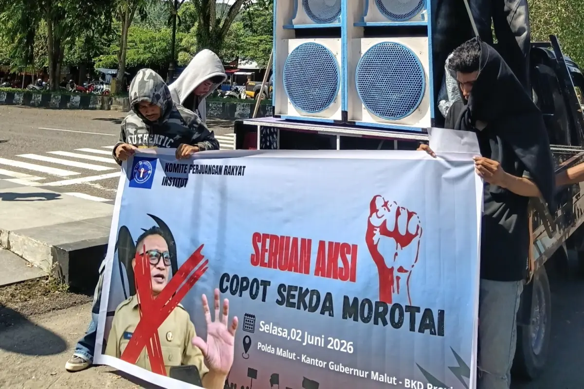 Nama Sekda Morotai Masuk Pusaran Judol, KOPRA Institute Gelar Demo di Polda Malut
