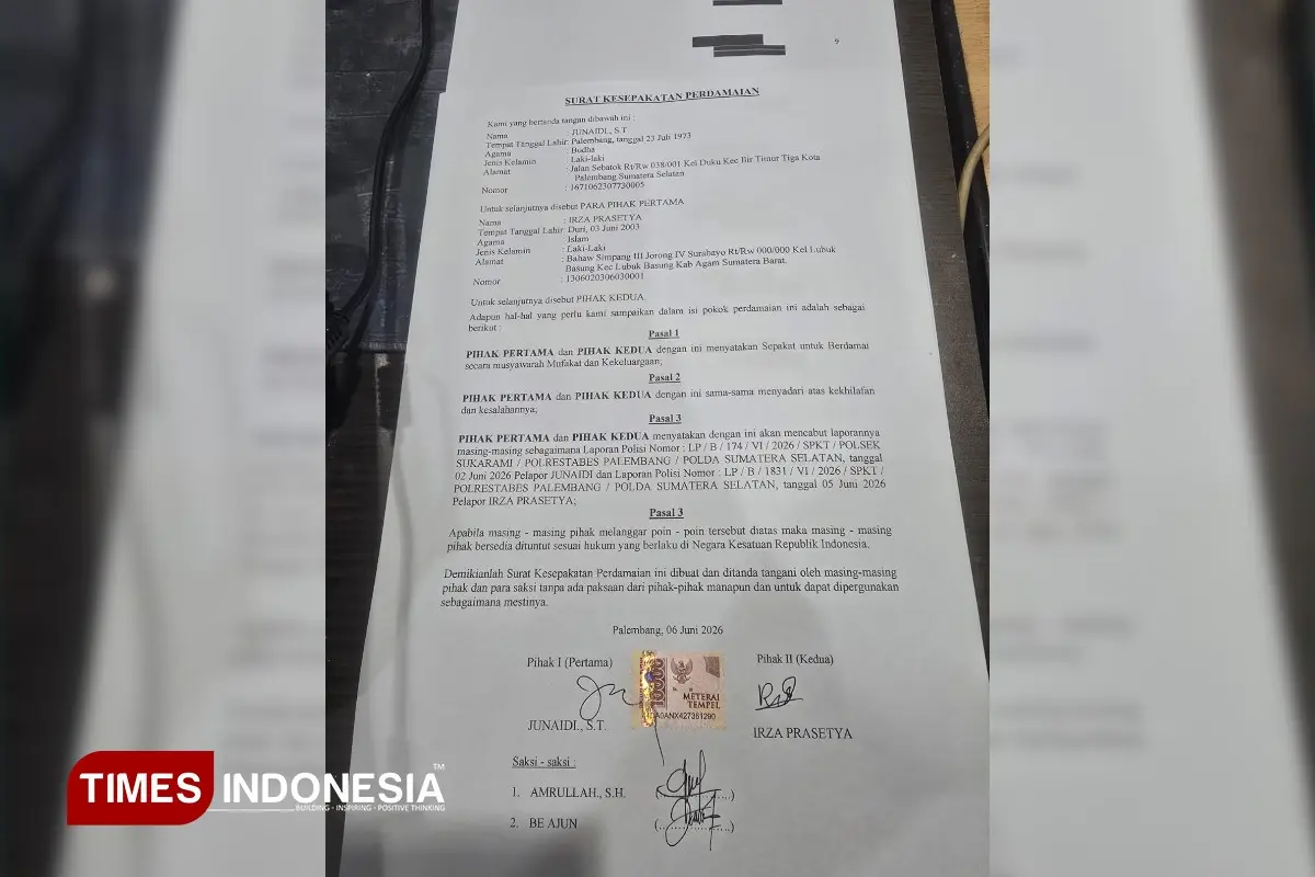 Junaidi dan Irza Prasetya Sepakat Cabut Laporan Polisi atas Kasus Video Viral di Palembang