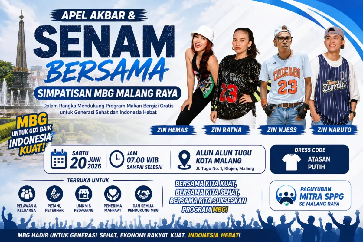 Ribuan Pendukung MBG Malang Raya Siap Ikuti Apel Akbar dan Senam Bersama di Tugu Kota Malang