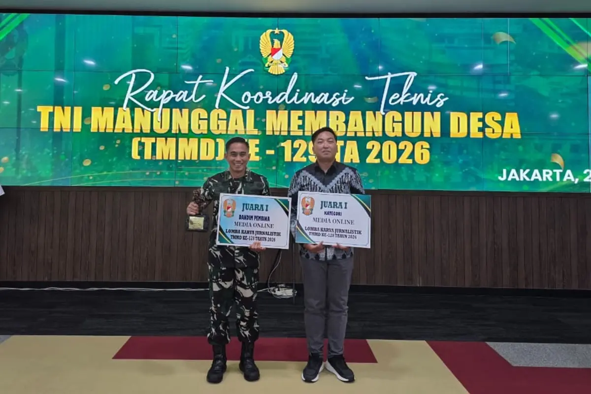 Jurnalis TIMES Indonesia dan Dandim 0820 Probolinggo Raih Juara I Nasional LKJ TMMD ke-128