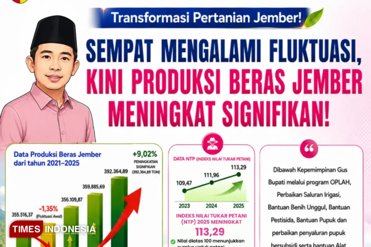 BPS: Produksi Beras Jember 2025 Nyaris 400 Ribu Ton