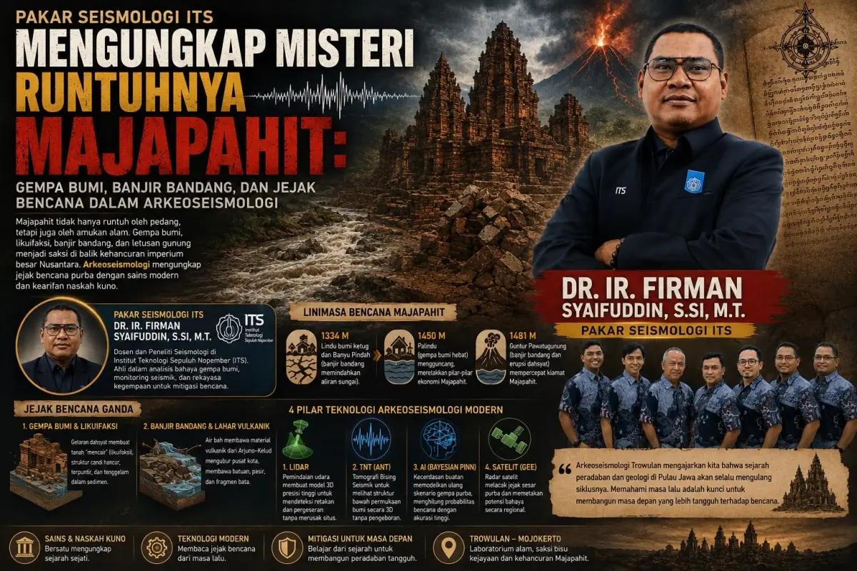 Pakar Seismologi ITS Ungkap Misteri Kiamat Geologis Runtuhnya Majapahit